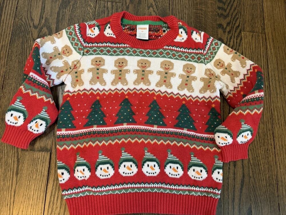 Gymboree Toddler Boys Crewneck Christmas Sweater 100% Cotton Sz 3T